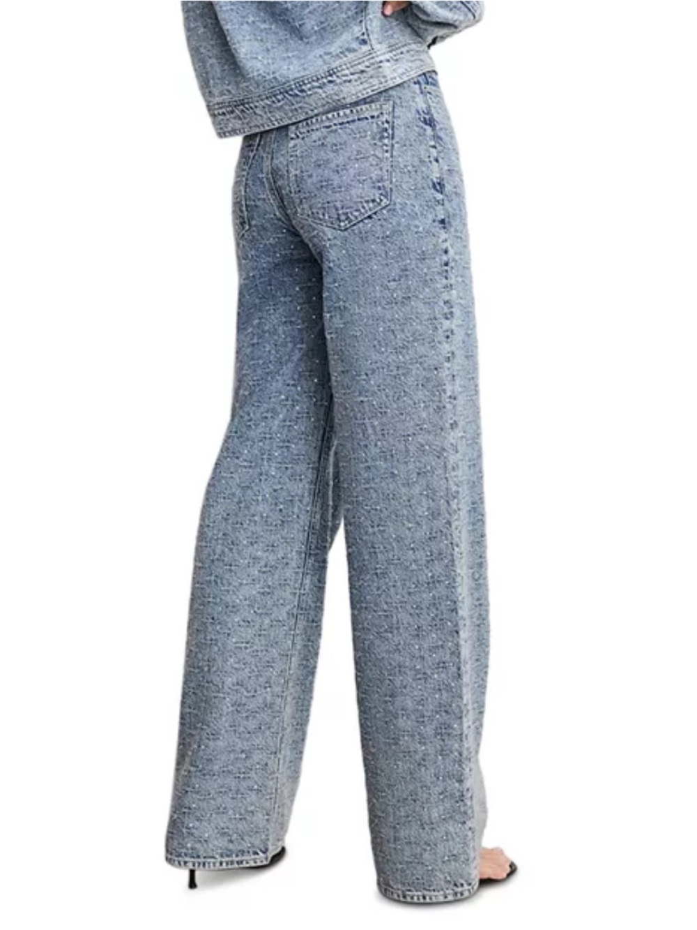 Good American Good Skate Mid Ris Wide Leg Jeans With Rhinestones Size 14 NEW - Picture 3 of 16